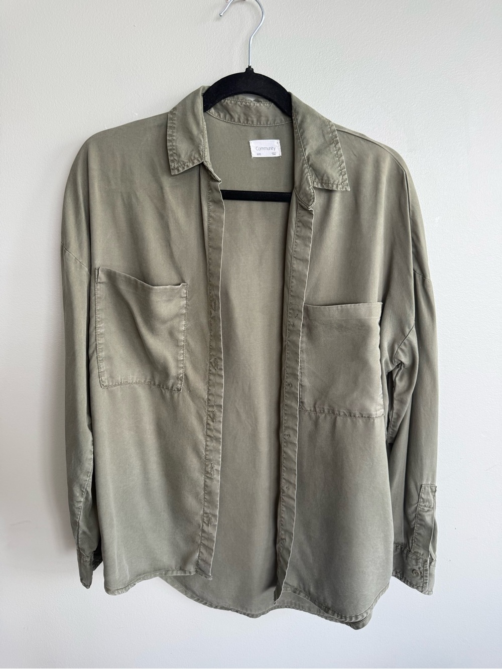 Aritzia Community Brand Olive Green Utility Shirt Jacket